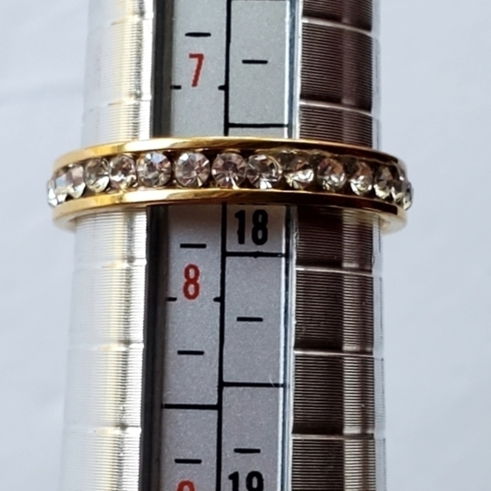 Two Stainless Steel Rhinestone‎ Rings Size 7-1/2 NWOT - Picture 8 of 13